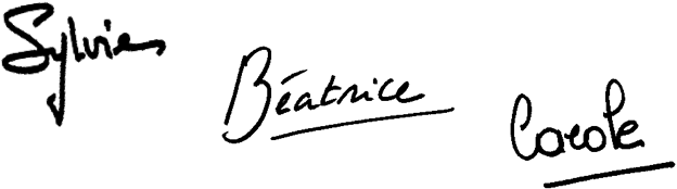 images des signatures de Sylvie, Béatrice et Carole